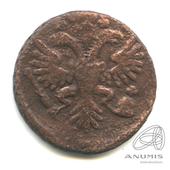 Деньга 1731 — (½ копейки) - Орел 1730 г. Над годом 2 черты (Над годом 2 черты)