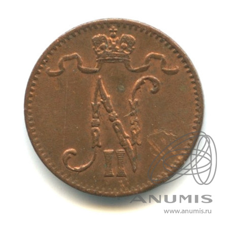 1 пенни 1916 — Для Финляндии. Вензель Николая II