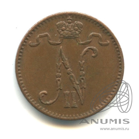 1 пенни 1912 — Для Финляндии. Вензель Николая II
