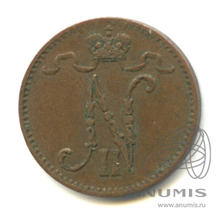 1 пенни 1907 — Для Финляндии. Вензель Николая II