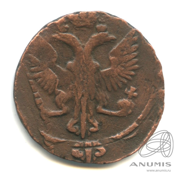Деньга (½ копейки) 1746 — (½ копейки) - Орел 1744 г. Двойной удар (Орел 1744 г.)