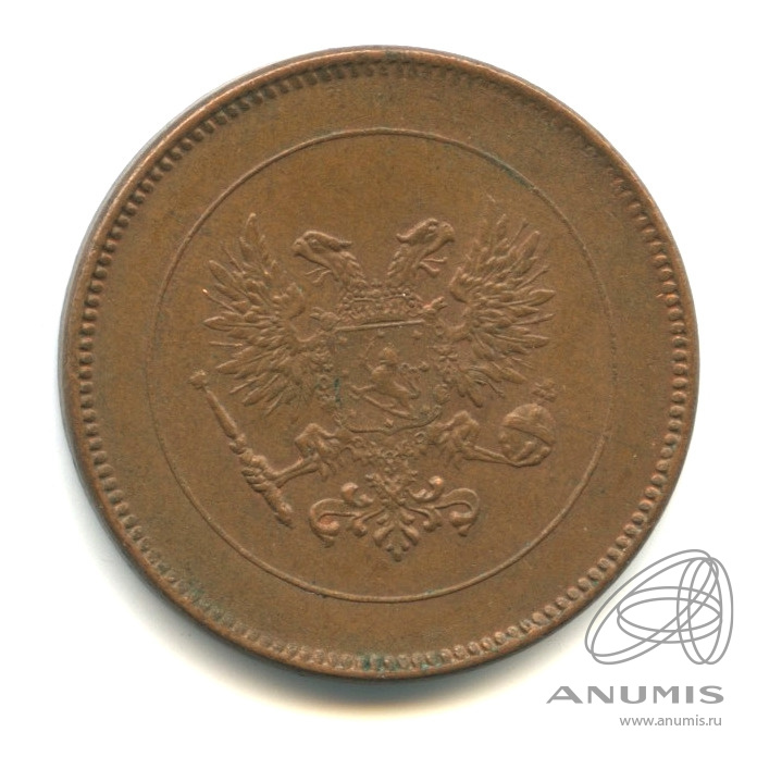 5 пенни 1917 — Для Финляндии. Орел