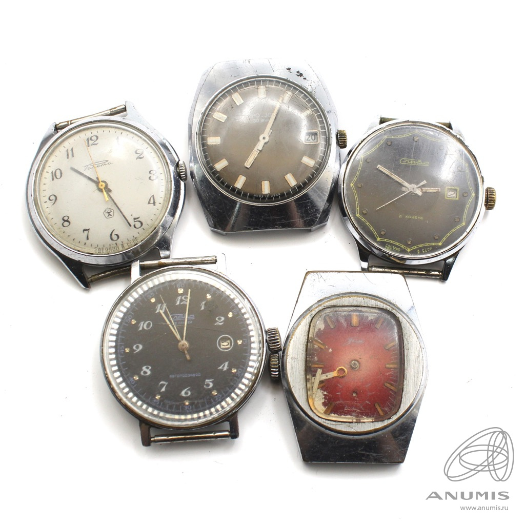 Лот наручных часов Не на ходу Без ремешков 5 штук. Лот №7646. Аукцион ...