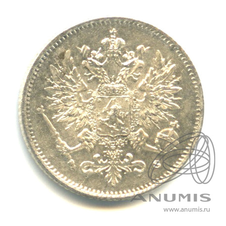 25 пенни 1916 S — Для Финляндии. В капсуле. Яркий штемпельный блеск