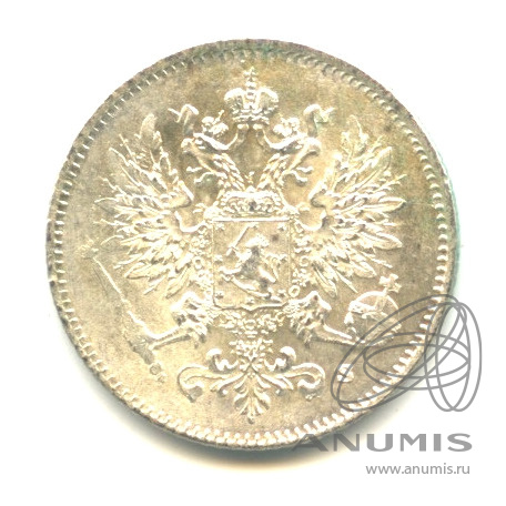 25 пенни 1916 S — Для Финляндии. В капсуле. Яркий штемпельный блеск