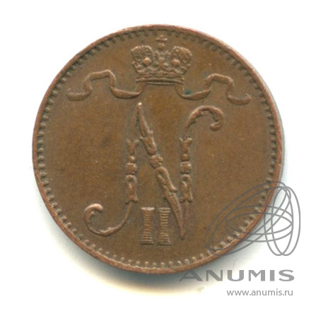 1 пенни 1907 — Для Финляндии. Вензель Николая II
