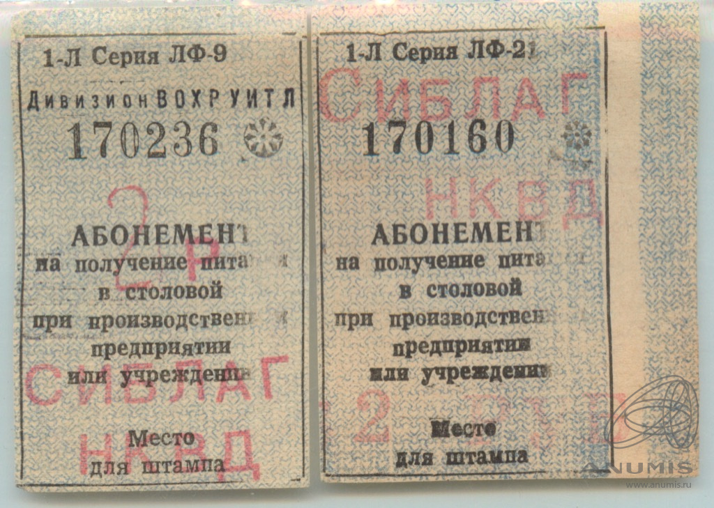 Лот из 2-х абонементов на получение питания + пояснительная записка ...