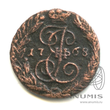 Полушка (¼ копейки) 1768 ЕМ — (¼ копейки) - Вензель императрицы Екатерины II Великой