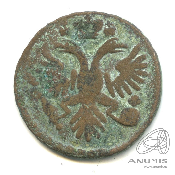 Деньга 1731 — (½ копейки) - Орел 1730 г. Над годом 2 черты (Над годом 2 черты)