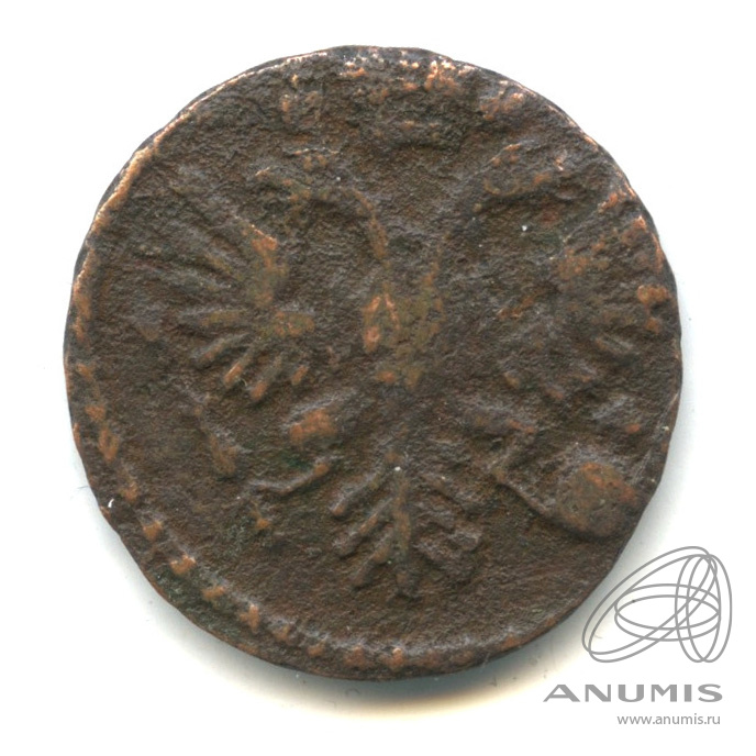 Деньга 1731 — (½ копейки) - Орел 1730 г. Над годом 2 черты (Над годом 2 черты)