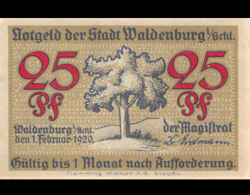 25 пфеннигов — Вальденбург 1920
