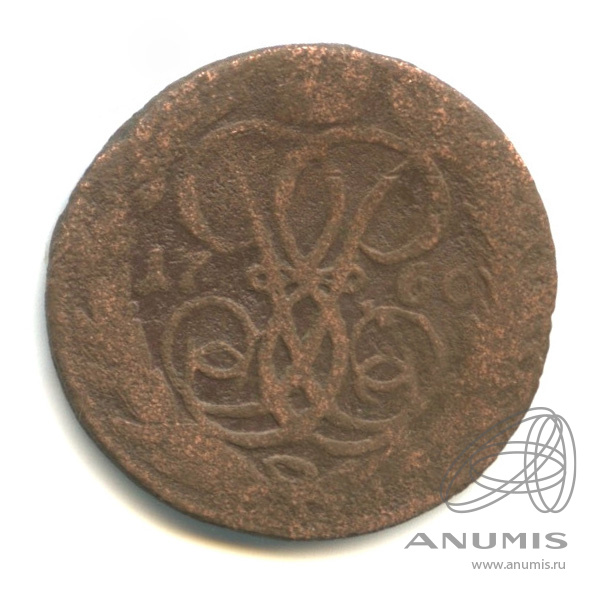 Деньга (½ копейки) 1760 — (½ копейки) - Вензель императрицы Елизаветы