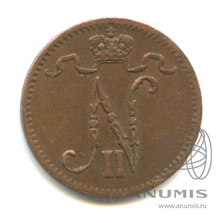 1 пенни 1916 — Для Финляндии. Вензель Николая II