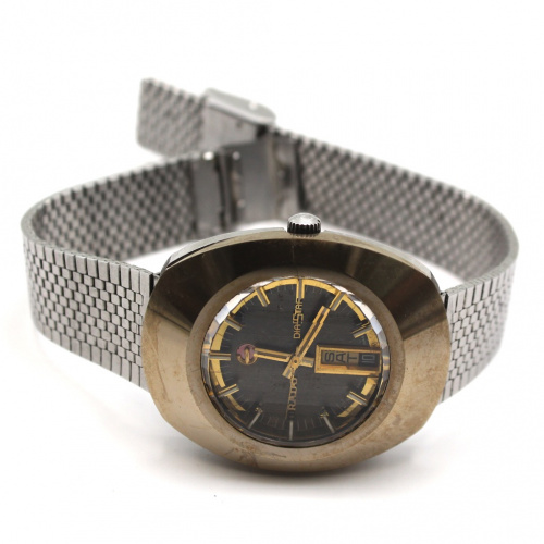 Часы наручные «Rado Diastar 13». Клеймо «Swiss made». Обслужены. Автомат. Коллекционные. Корпус: вольфрам. Стекло: хрусталь гранёный. ⌀ 3,5 см