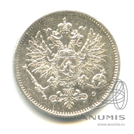 25 пенни 1915 S — Для Финляндии. В капсуле. Штемпельный блеск