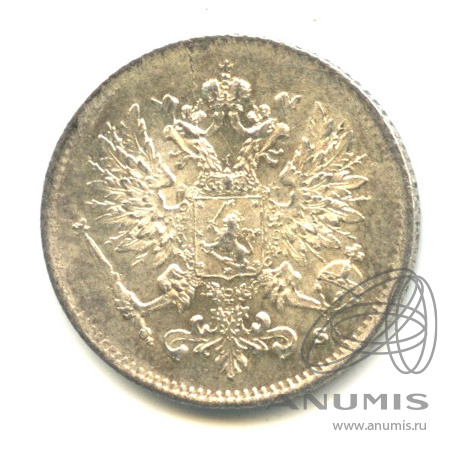 25 пенни 1916 S — Для Финляндии. В капсуле. Штемпельный блеск