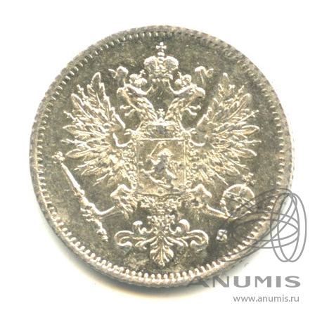 25 пенни 1915 S — Для Финляндии. В капсуле. Штемпельный блеск