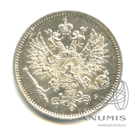25 пенни 1915 S — Для Финляндии. В капсуле. Штемпельный блеск