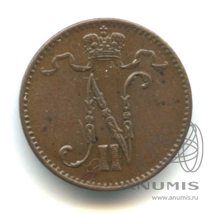 1 пенни 1911 — Для Финляндии. Вензель Николая II