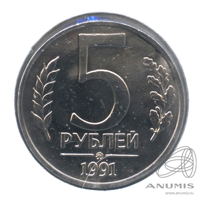 5 рублей 1991 ММД — В холдере