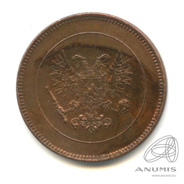 5 пенни 1917 — Для Финляндии. Орел