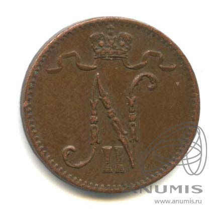 1 пенни 1916 — Для Финляндии. Вензель Николая II