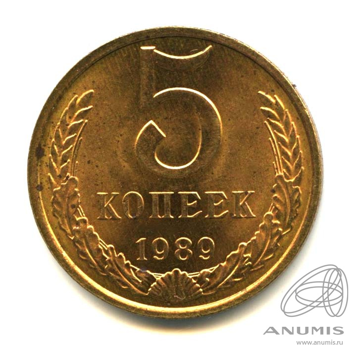 5 копеек 1989 — Оригинальный штемпельный блеск