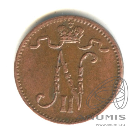 1 пенни 1913 — Для Финляндии. Вензель Николая II