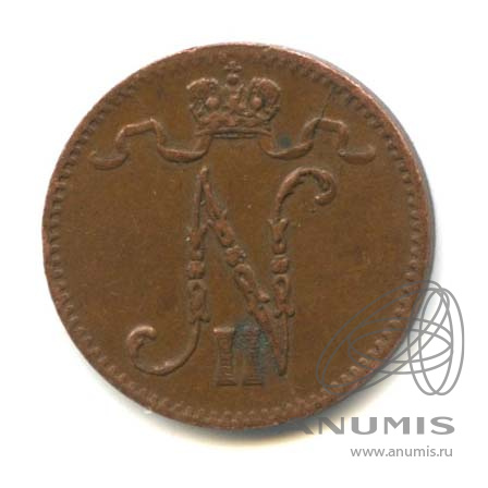 1 пенни 1915 — Для Финляндии. Вензель Николая II