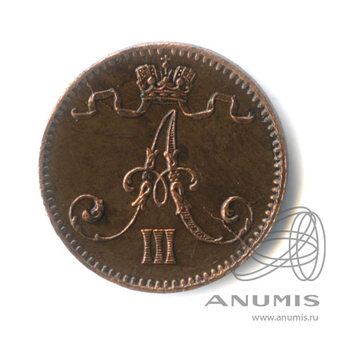 1 пенни 1893 — Для Финляндии. Вензель Александра III