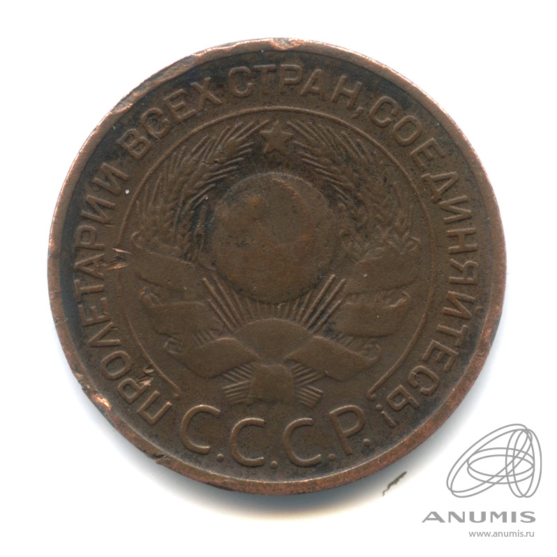 3 копейки 1924 — Гурт гладкий. На Николаевском кружке