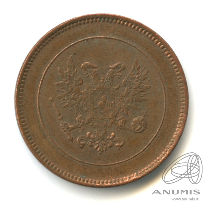 5 пенни 1917 — Для Финляндии. Орел