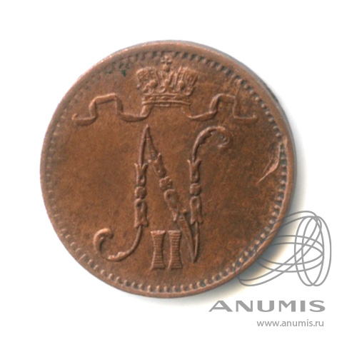 1 пенни 1915 — Для Финляндии. Вензель Николая II