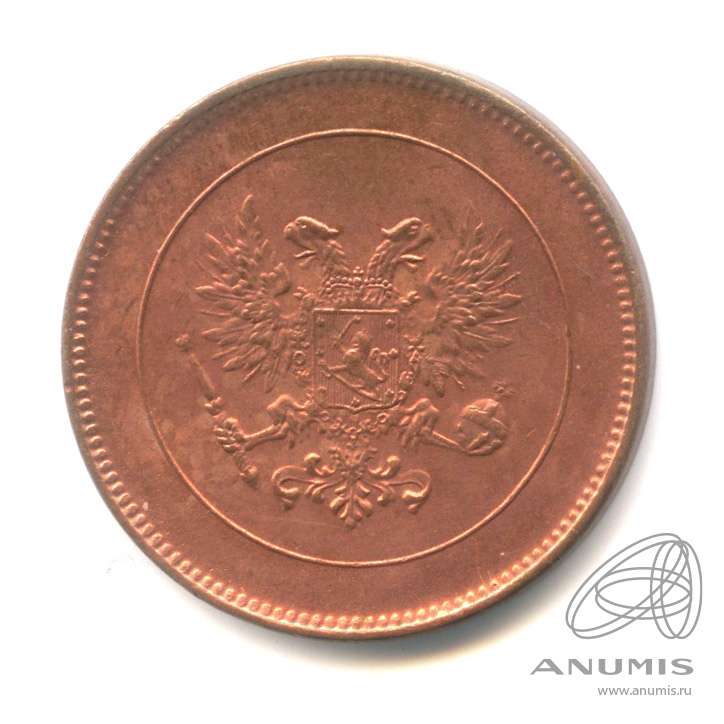 5 пенни 1917 — Для Финляндии. Орел