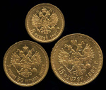 15 рублей, 7 рублей 50 копеек, 5 рублей — Комплект золотых монет 1897 года 1897. Отобранные коллекционные экземпляры из старой коллекции 1897 года (Российская Империя) #2