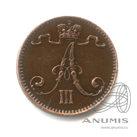 1 пенни 1894 — Для Финляндии. Вензель Александра III