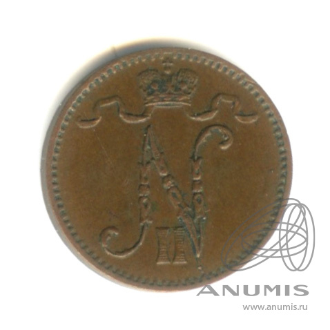 1 пенни 1909 — Для Финляндии. Вензель Николая II