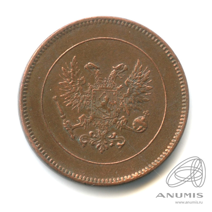 5 пенни 1917 — Для Финляндии. Орел