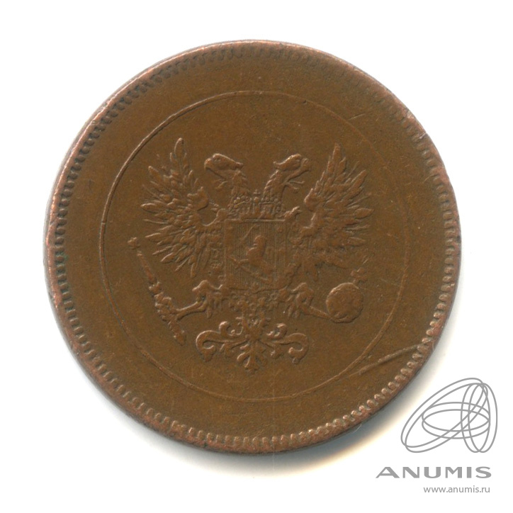5 пенни 1917 — Для Финляндии. Орел