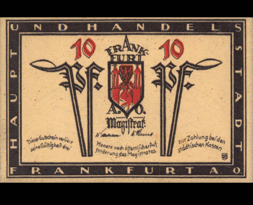 10 пфеннигов — Франкфурт 1921. Экземпляр из крупной коллекции мирового уровня