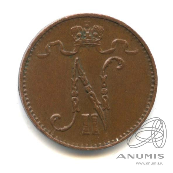 1 пенни 1915 — Для Финляндии. Вензель Николая II