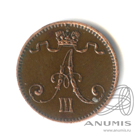 1 пенни 1894 — Для Финляндии. Вензель Александра III