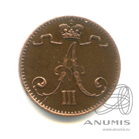 1 пенни 1894 — Для Финляндии. Вензель Александра III