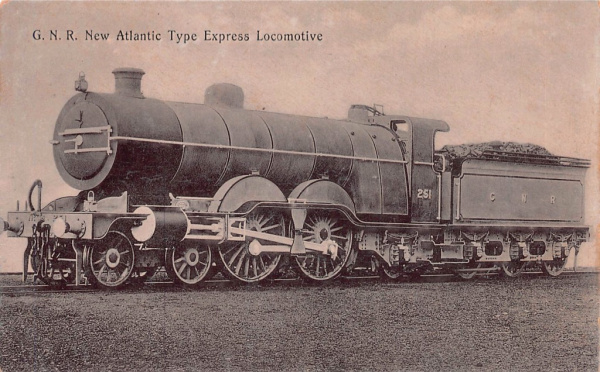 Карточка почтовая «G. N. R. New Atlantic Type Express Locomotive»