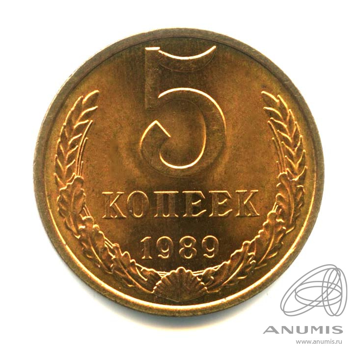 5 копеек 1989 — Оригинальный штемпельный блеск