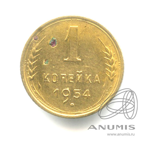 1 копейка 1954 — Венок 16 лент