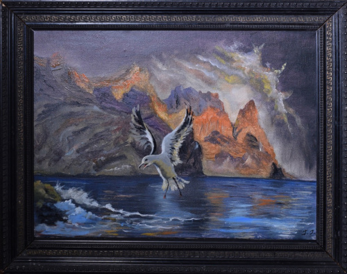 Картина «Чайка у Кара-Дага». Автор: Галина Гусева. Масло, холст. Размер 48×39 см
