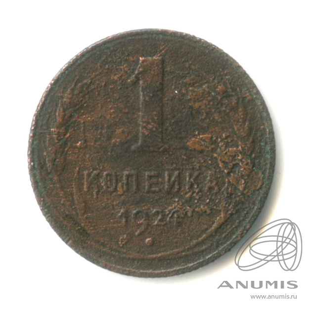 1 копейка 1924 — Гурт рубчатый. СССР вытянуты. шт. 20к24 (р)