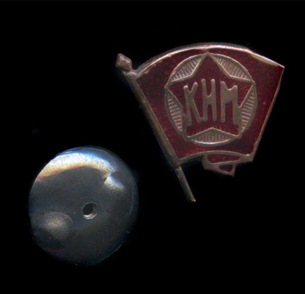 Знак «КИМ». Крепление: винт. Эмаль. Ремонт 1925
