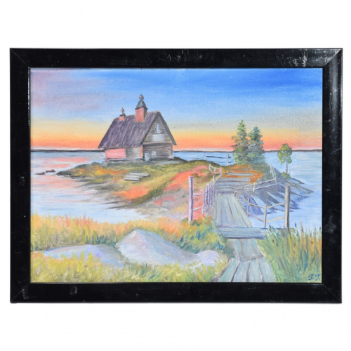 Картина «Домик на острове». Автор: Гусева Галина. Масло, холст. Размер 44×34 см